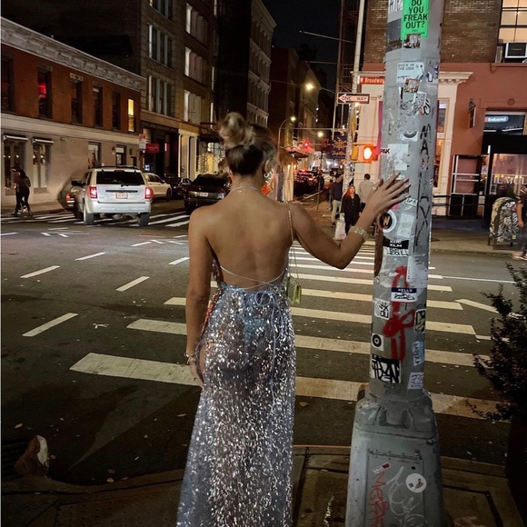 NYE Dress Light Blue Silver Sequins - Picture 8 of 8